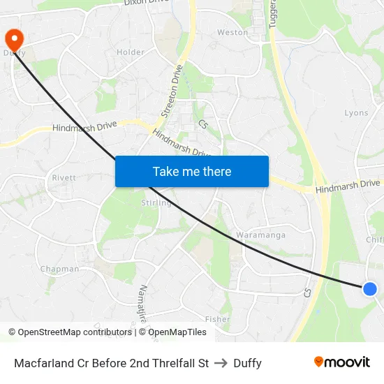 Macfarland Cr Before 2nd Threlfall St to Duffy map