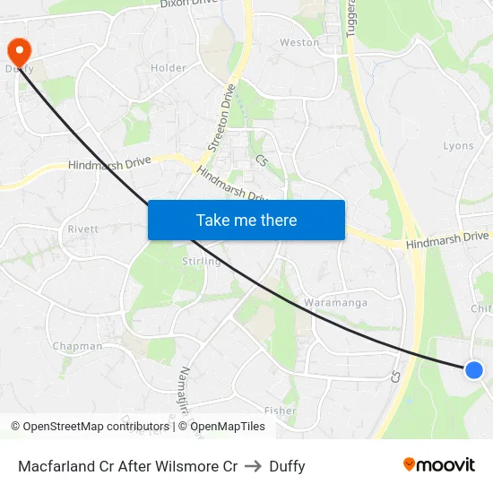 Macfarland Cr After Wilsmore Cr to Duffy map