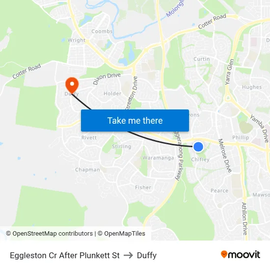 Eggleston Cr After Plunkett St to Duffy map