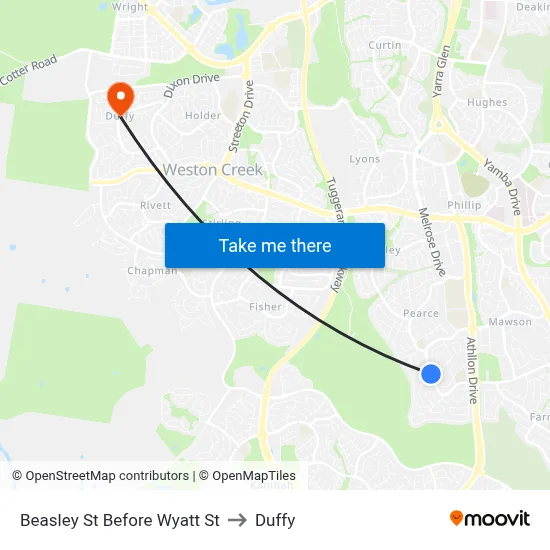 Beasley St Before Wyatt St to Duffy map
