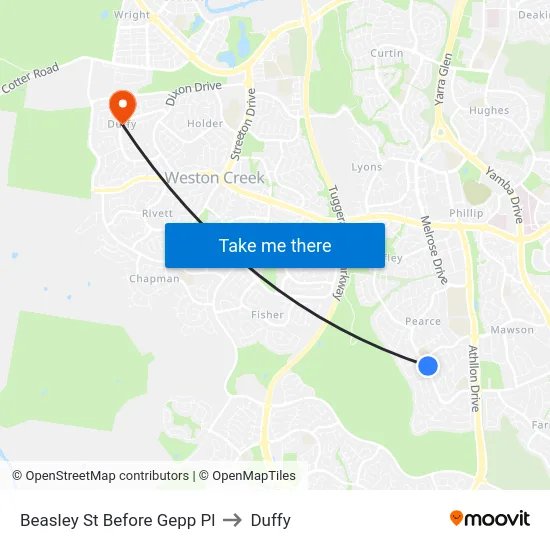 Beasley St Before Gepp Pl to Duffy map