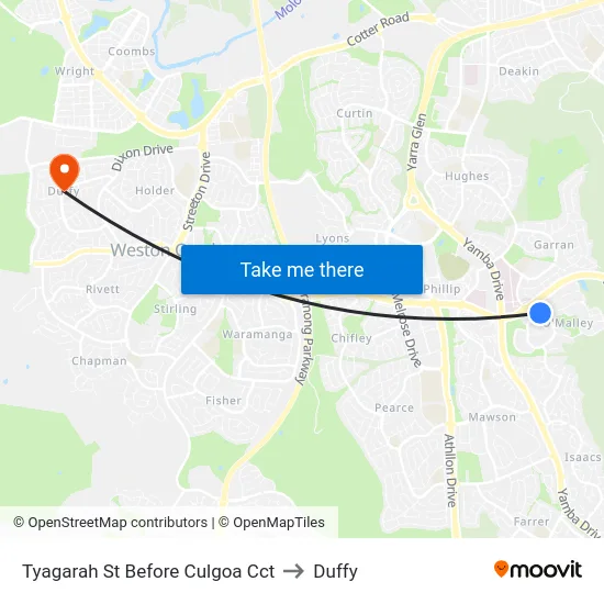 Tyagarah St Before Culgoa Cct to Duffy map