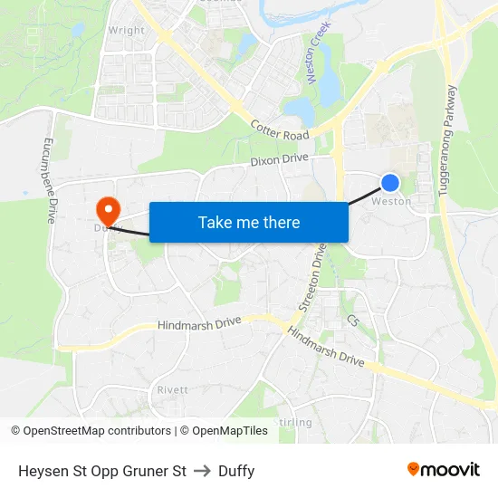 Heysen St Opp Gruner St to Duffy map