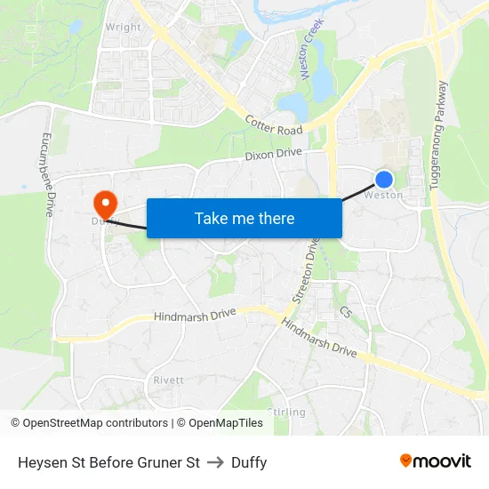 Heysen St Before Gruner St to Duffy map