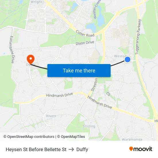 Heysen St Before Bellette St to Duffy map