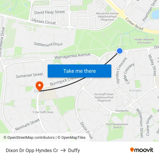Dixon Dr Opp Hyndes Cr to Duffy map