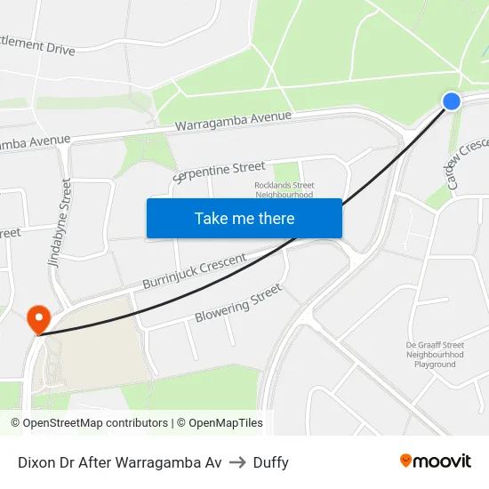 Dixon Dr After Warragamba Av to Duffy map