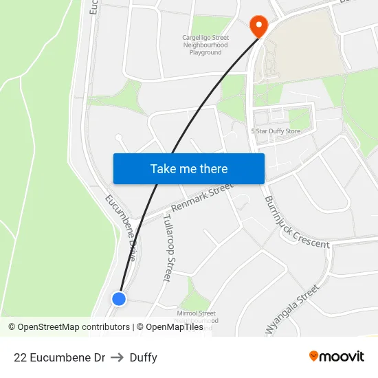 22 Eucumbene Dr to Duffy map
