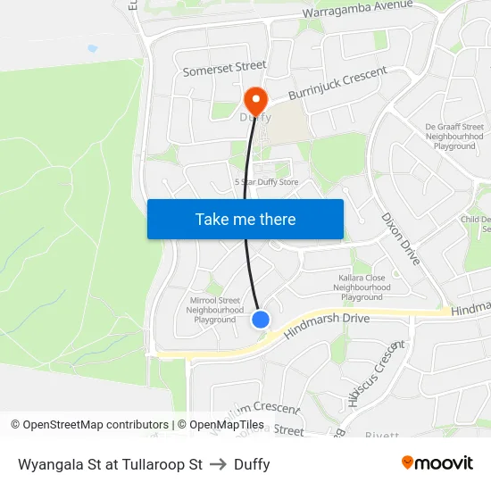 Wyangala St at Tullaroop St to Duffy map
