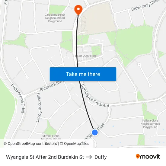 Wyangala St After 2nd Burdekin St to Duffy map