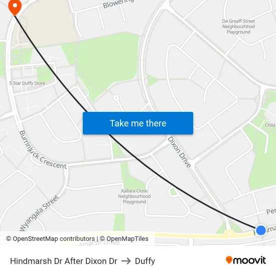 Hindmarsh Dr After Dixon Dr to Duffy map