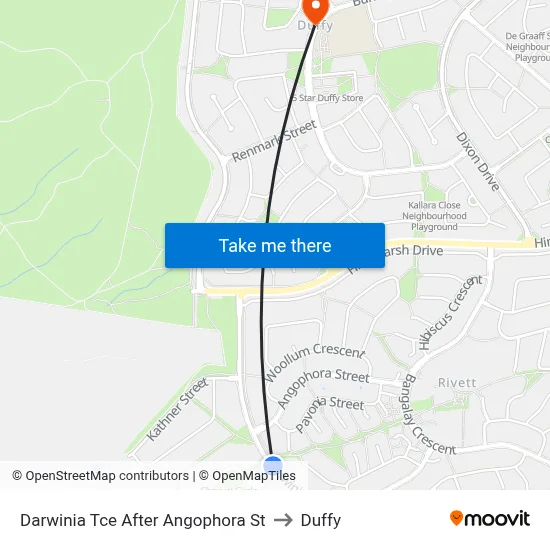 Darwinia Tce After Angophora St to Duffy map
