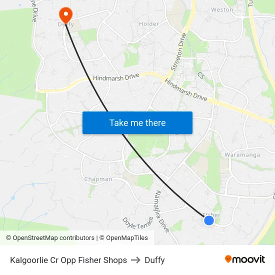 Kalgoorlie Cr Opp Fisher Shops to Duffy map