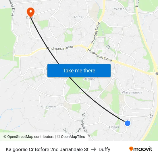 Kalgoorlie Cr Before 2nd Jarrahdale St to Duffy map