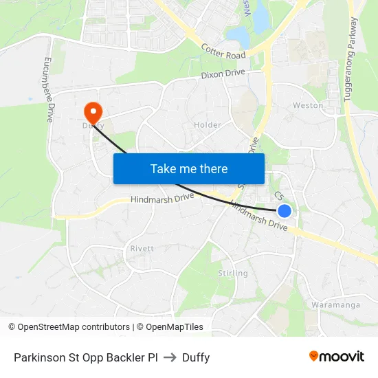 Parkinson St Opp Backler Pl to Duffy map