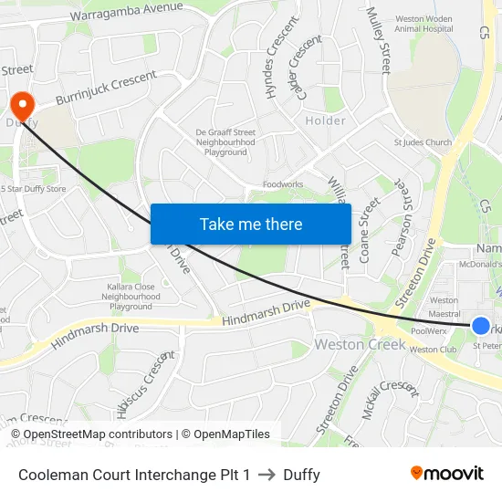 Cooleman Court Interchange Plt 1 to Duffy map