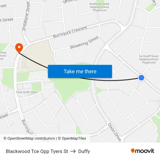 Blackwood Tce Opp Tyers St to Duffy map