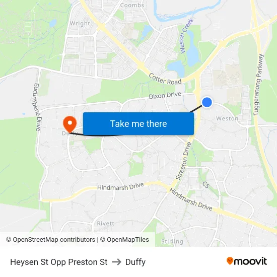 Heysen St Opp Preston St to Duffy map