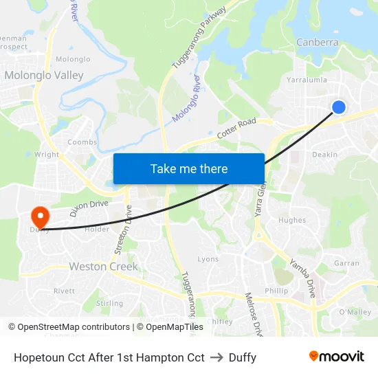 Hopetoun Cct After 1st Hampton Cct to Duffy map