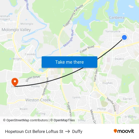 Hopetoun Cct Before Loftus St to Duffy map