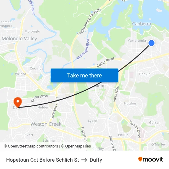 Hopetoun Cct Before Schlich St to Duffy map