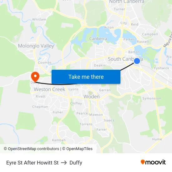 Eyre St After Howitt St to Duffy map