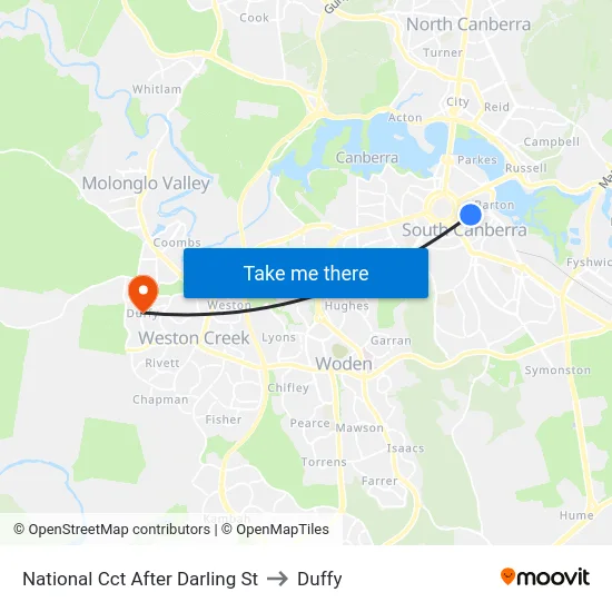 National Cct After Darling St to Duffy map