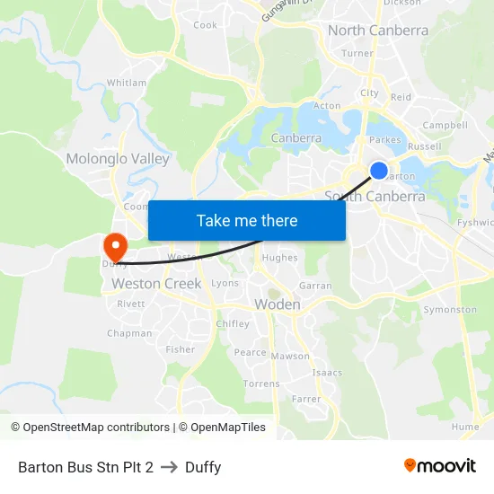 Barton Bus Stn Plt 2 to Duffy map
