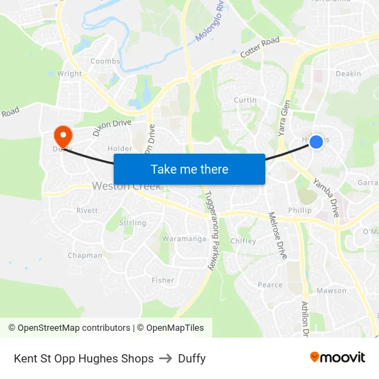 Kent St Opp Hughes Shops to Duffy map