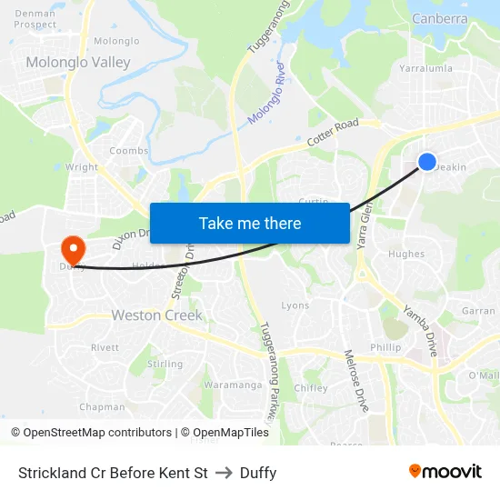 Strickland Cr Before Kent St to Duffy map