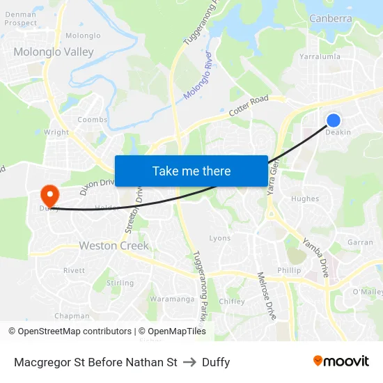 Macgregor St Before Nathan St to Duffy map