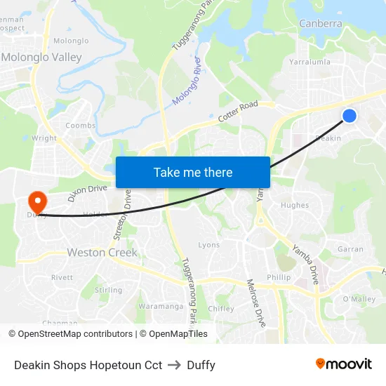 Deakin Shops Hopetoun Cct to Duffy map
