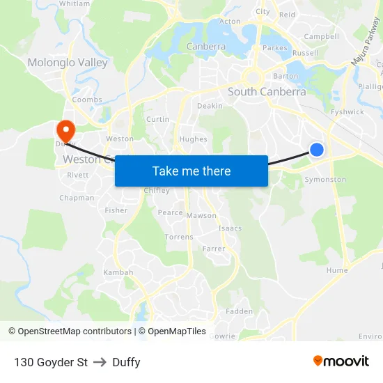 130 Goyder St to Duffy map