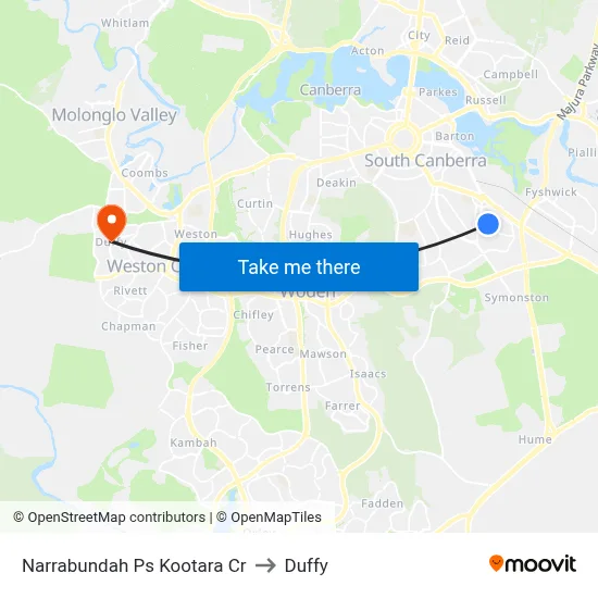 Narrabundah Ps Kootara Cr to Duffy map