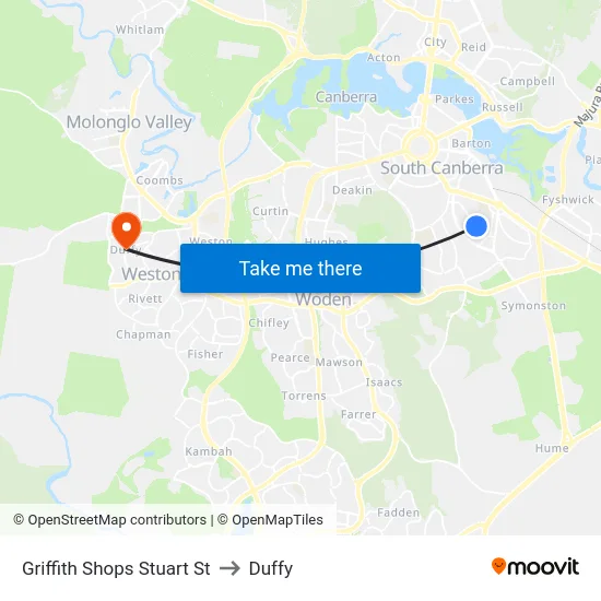 Griffith Shops Stuart St to Duffy map