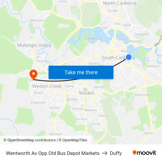 Wentworth Av Opp Old Bus Depot Markets to Duffy map