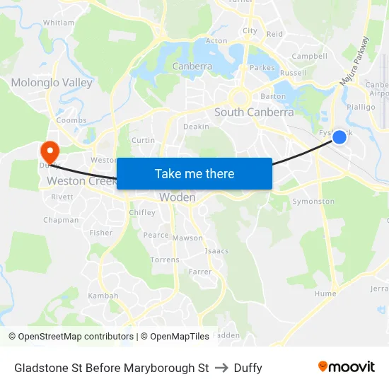 Gladstone St Before Maryborough St to Duffy map
