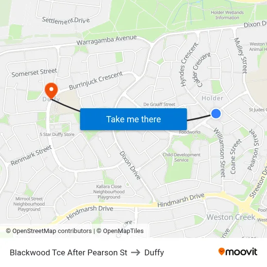 Blackwood Tce After Pearson St to Duffy map