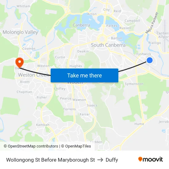 Wollongong St Before Maryborough St to Duffy map
