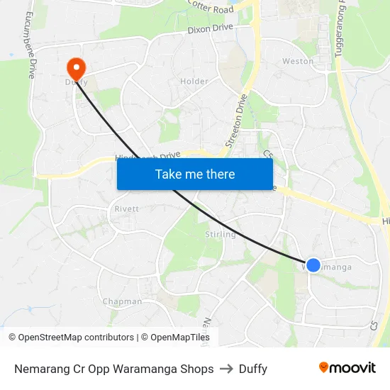 Nemarang Cr Opp Waramanga Shops to Duffy map