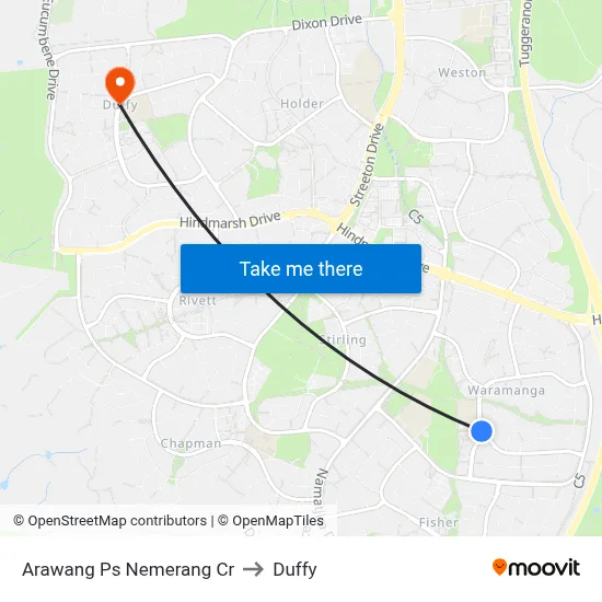 Arawang Ps Nemerang Cr to Duffy map