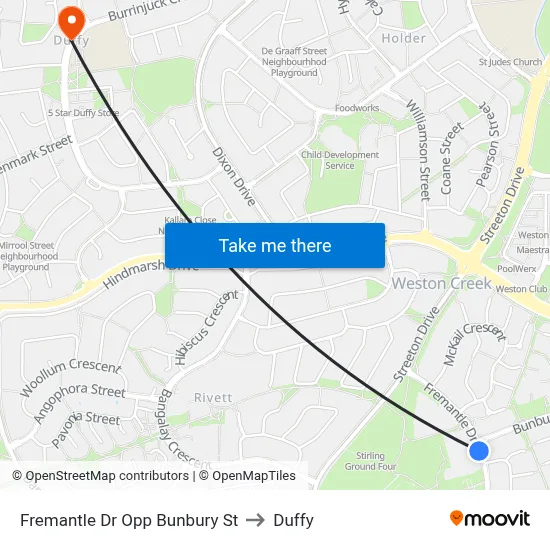 Fremantle Dr Opp Bunbury St to Duffy map