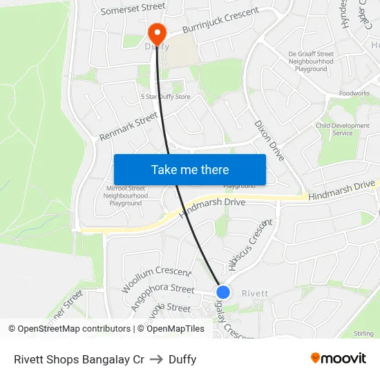 Rivett Shops Bangalay Cr to Duffy map