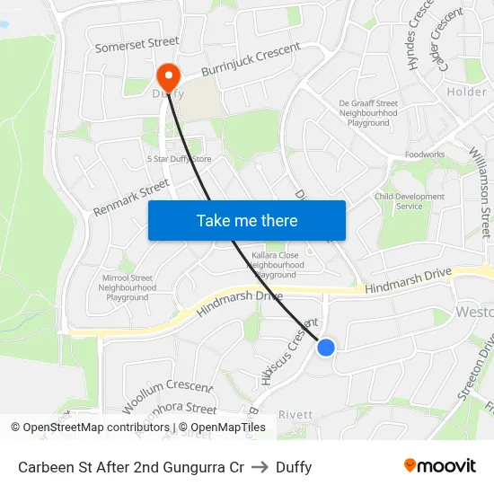 Carbeen St After 2nd Gungurra Cr to Duffy map