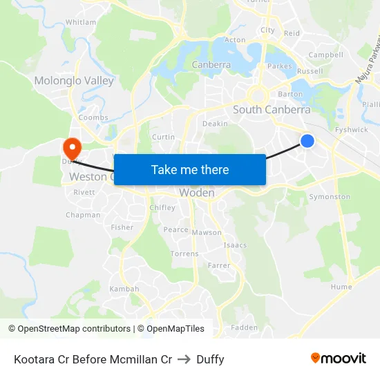 Kootara Cr Before Mcmillan Cr to Duffy map