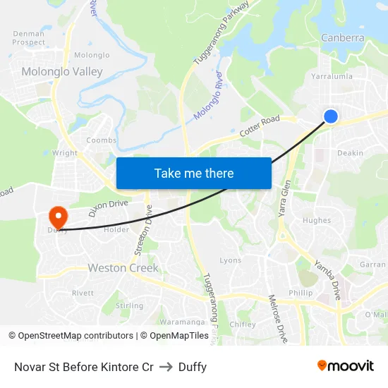 Novar St Before Kintore Cr to Duffy map