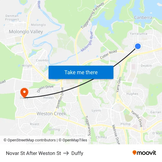 Novar St After Weston St to Duffy map