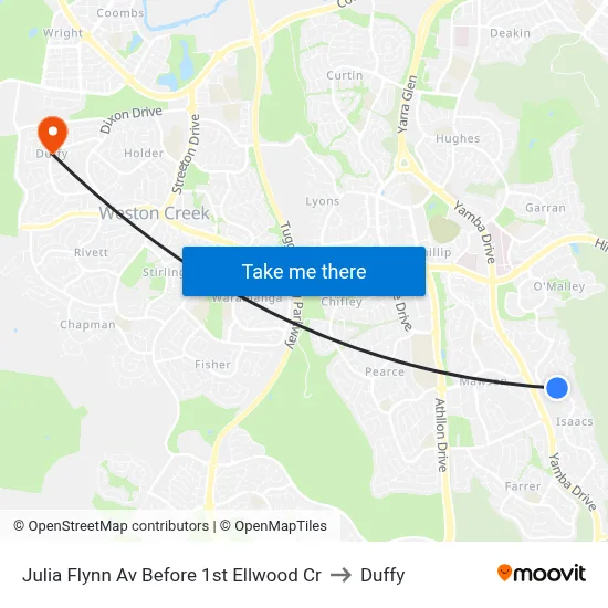 Julia Flynn Av Before 1st Ellwood Cr to Duffy map