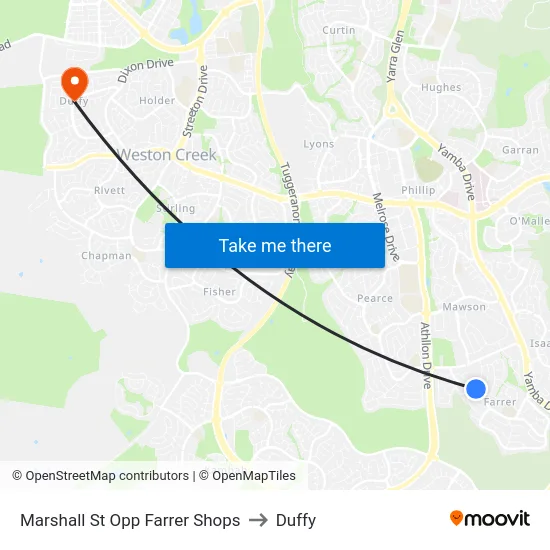 Marshall St Opp Farrer Shops to Duffy map