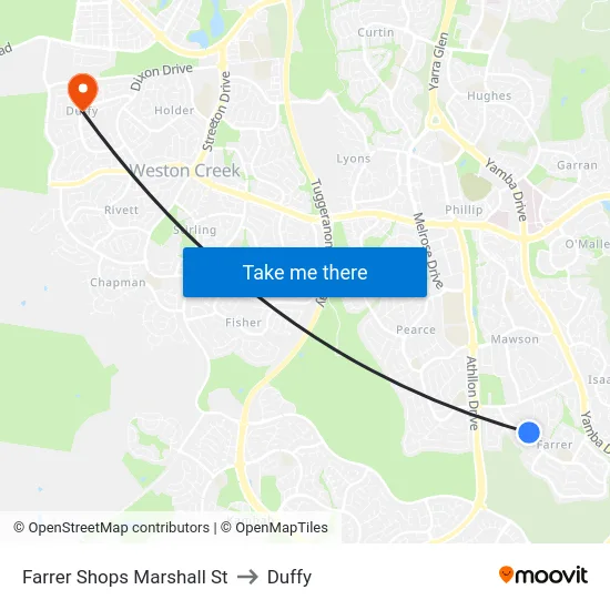 Farrer Shops Marshall St to Duffy map